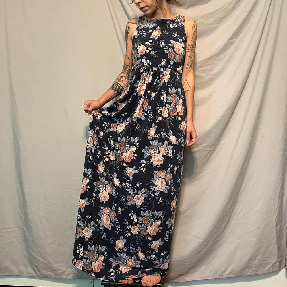 Pink Blush navy floral maxi dress